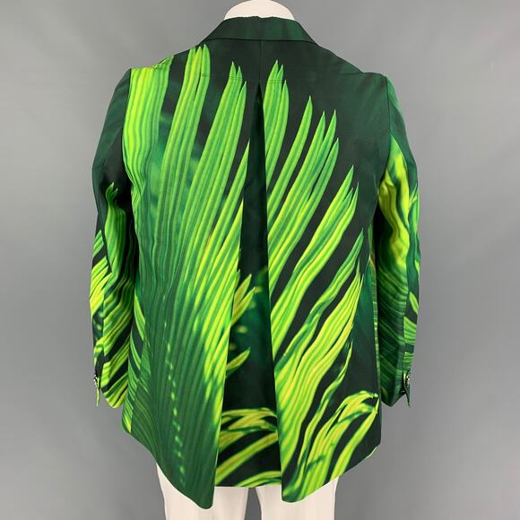 FUMITO GANRYU Size 44 Green Yellow Print Notch Lapel Sport Coat - Picture 3 of 5
